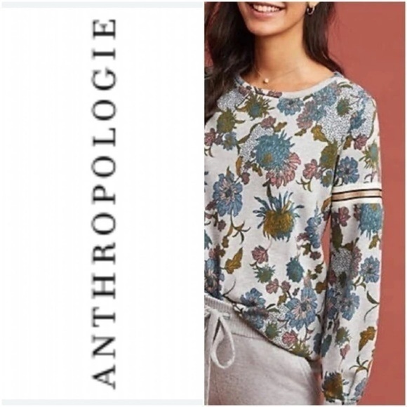 Anthropologie Dolan Floral Lightweight Tagawa Sweatshirt Size XS - Picture 1 of 6